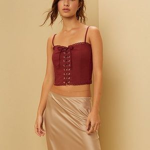 Beverly & Beck Love Language Lace-Up Tank Top